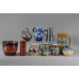 A collection of 20th century continental ceramics, including a large handled jug, with raised design