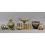 A collection of brass and copper Far Eastern items, comprising an copper and brass comport, the