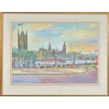 Faith Sheppard (British1920-2000), Houses of Parliament, watercolour, signed lower left, framed,
