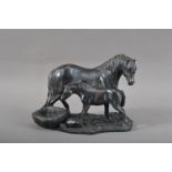 Mary Laing (British), a modern spelter sculpture of a horse and foal, limited edition no. 90/500,
