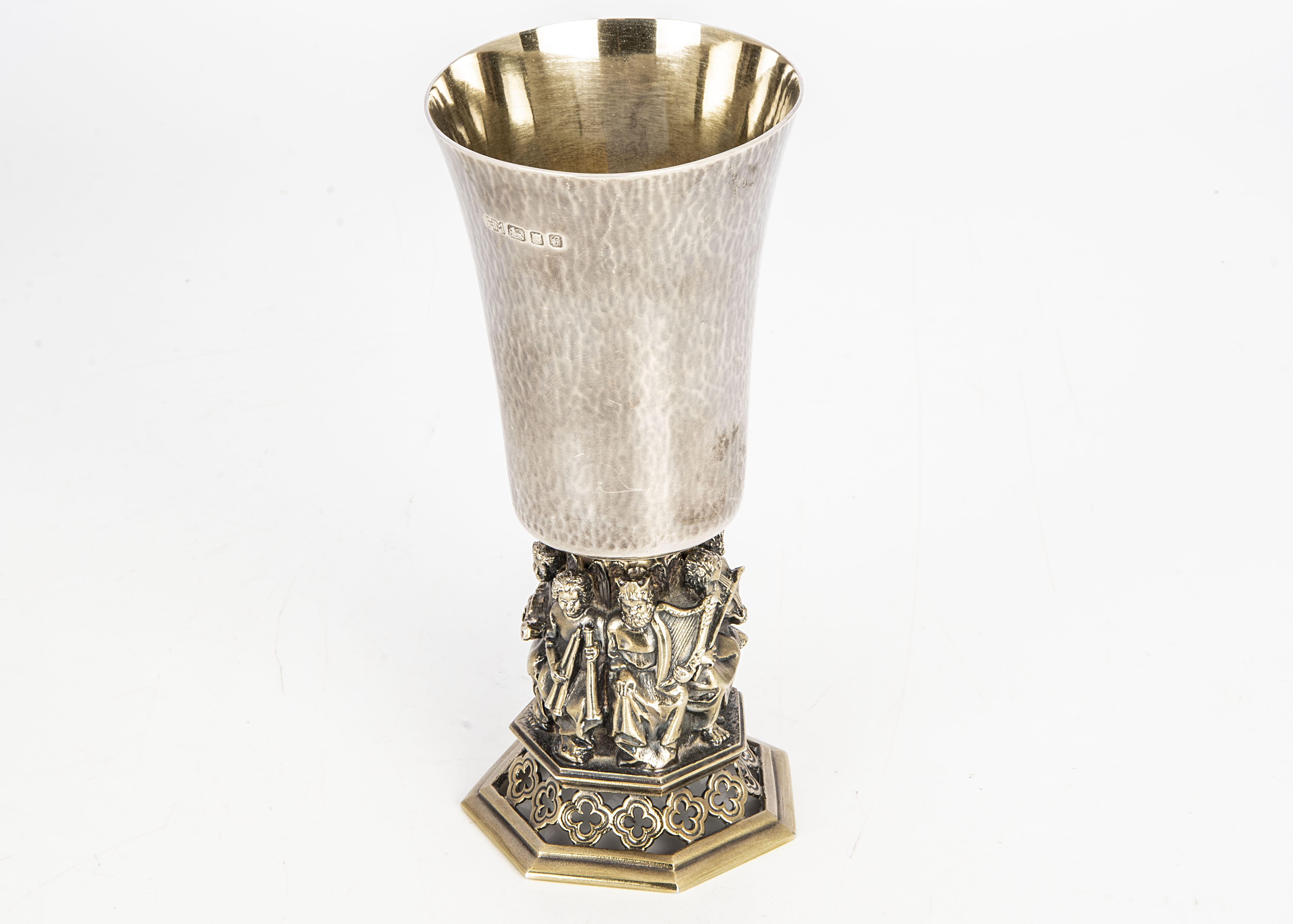 A 1980s limited edition silver commemorative goblet by Hector Miller for Aurum, 16.5cm high and 10.4