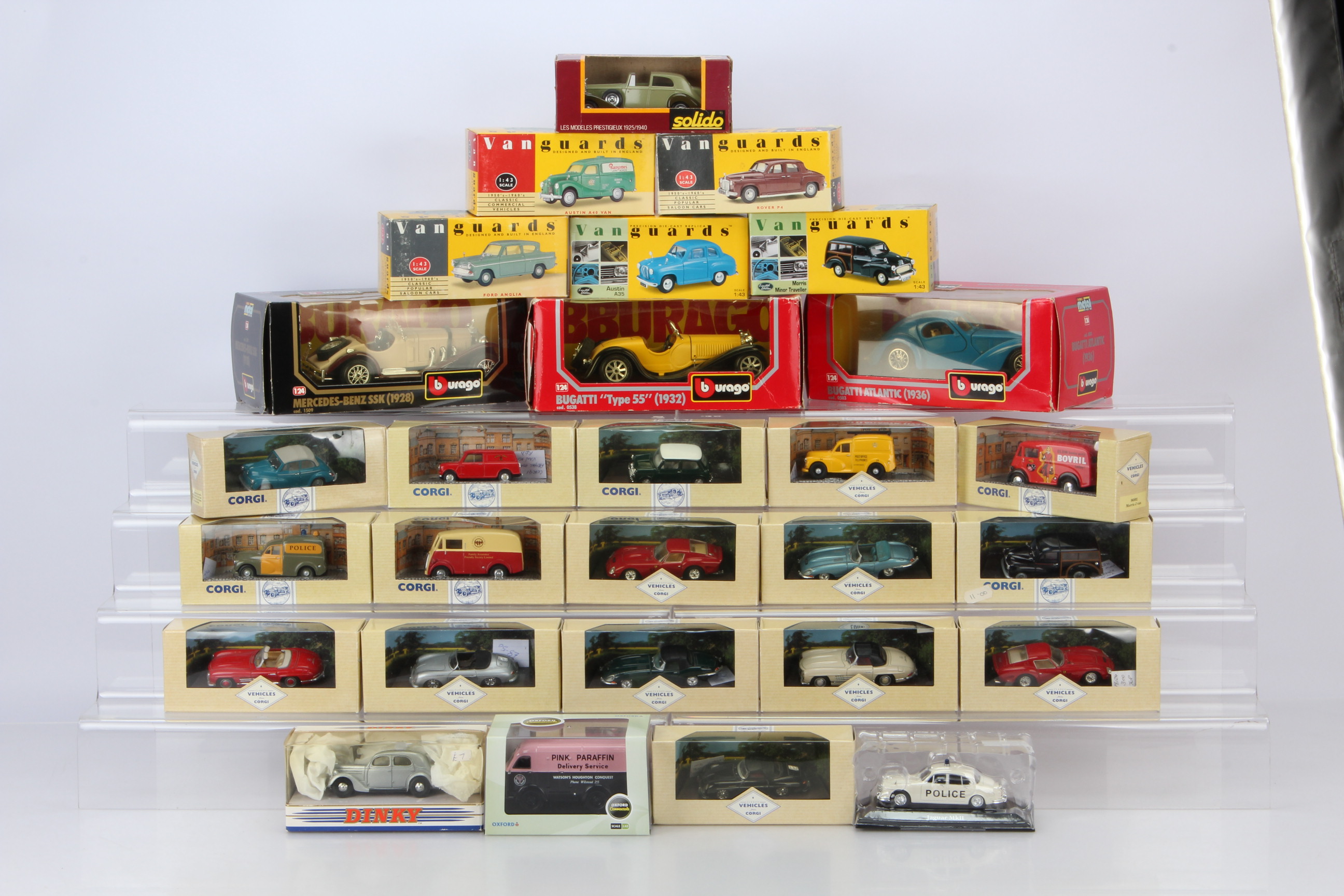 Modern Diecast Delivery Vans and Cars 1:24 Scale and Smaller, all boxed or packaged, pre and post-