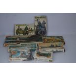 Naval and Military Kits and Military Figure Packs, all boxed, vintage naval vessel kits, Matchbox