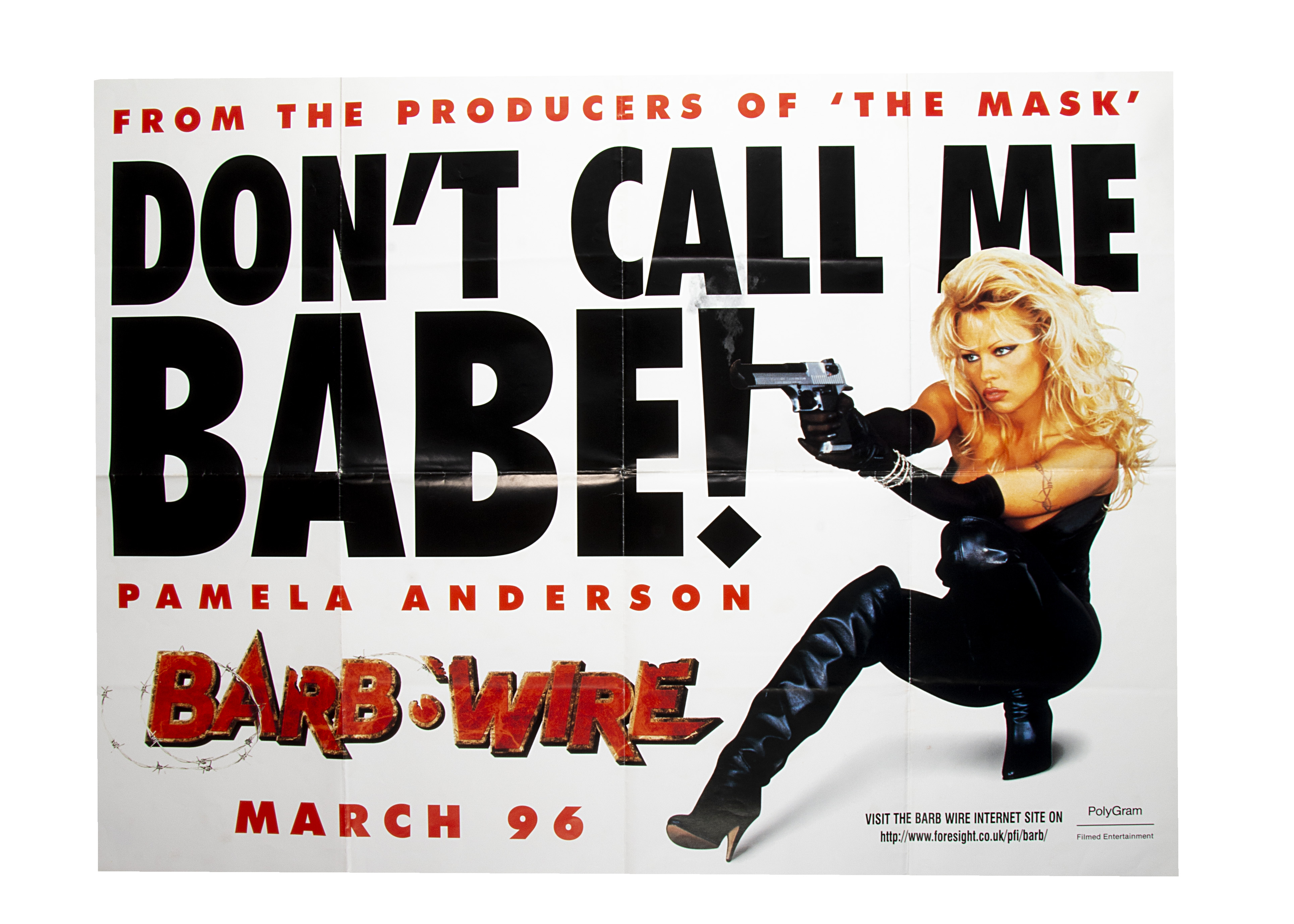 Barb Wire (1996) Quad Poster, Advance UK Quad poster for the film starring Pamela Anderson -