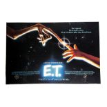 E.T. Film Poster, Film Poster cut down from quad size and measuring 40" by 27" - on card and