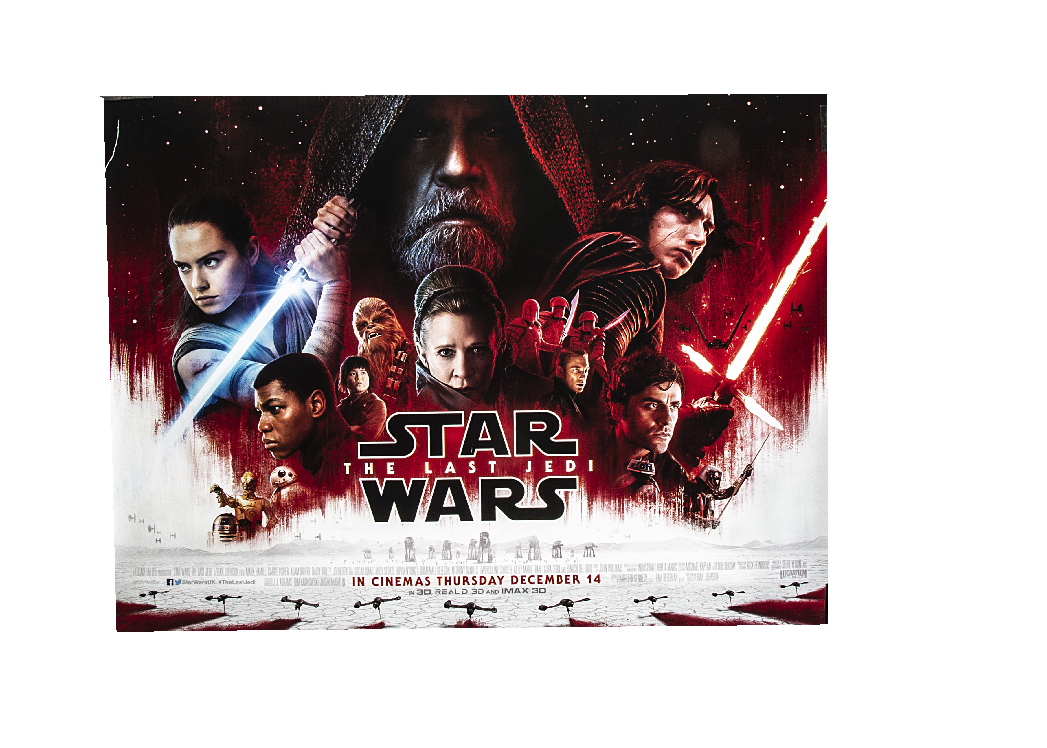Star Wars Quad Posters, three Quads comprising The Last Jedi (double sided), The Phantom Menace (