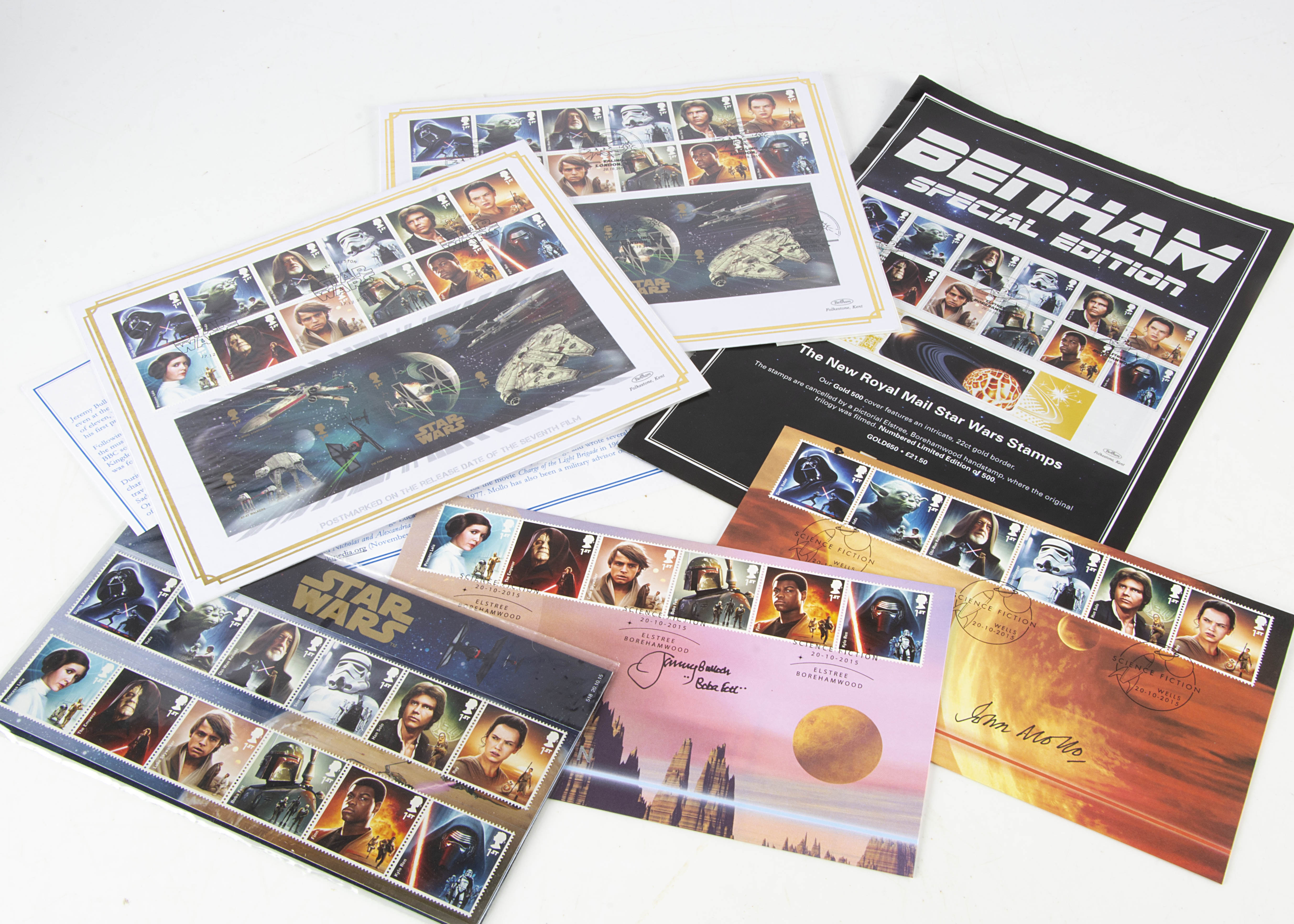 Star Wars / First Day Covers / Signatures, five sets of stamps commemorating the release of the