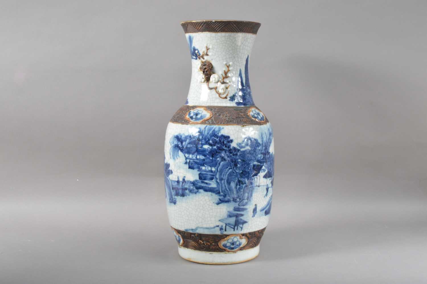 A Chinese porcelain crackled glazed blue and white vase, - Image 3 of 4