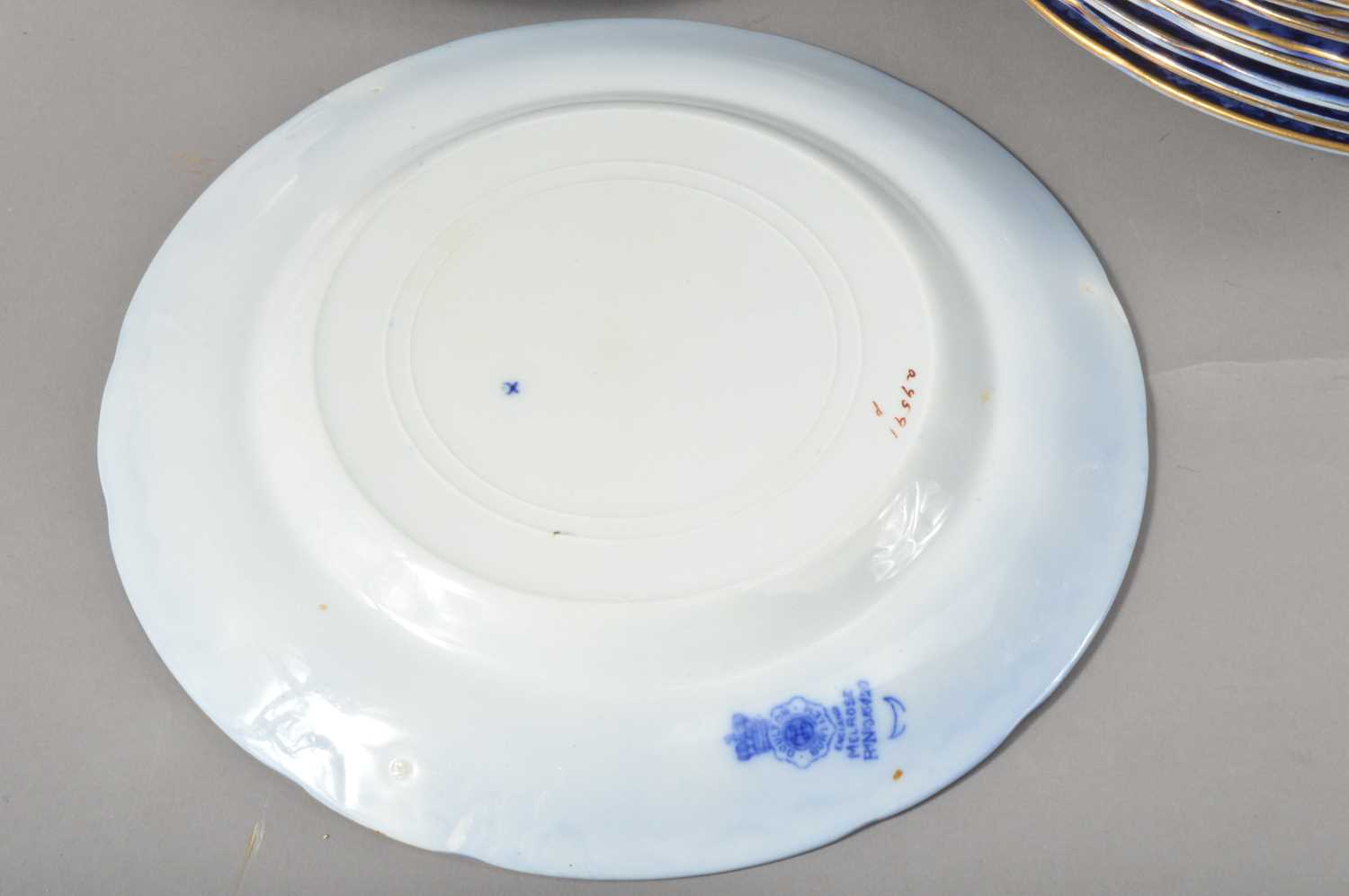 A Doulton Burslem Melrose blue and white pattern dinner service, - Image 3 of 5