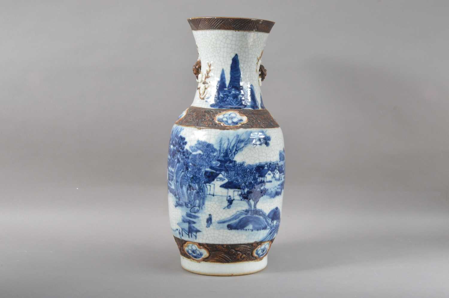 A Chinese porcelain crackled glazed blue and white vase,