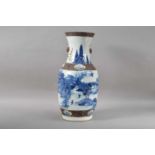 A Chinese porcelain crackled glazed blue and white vase,