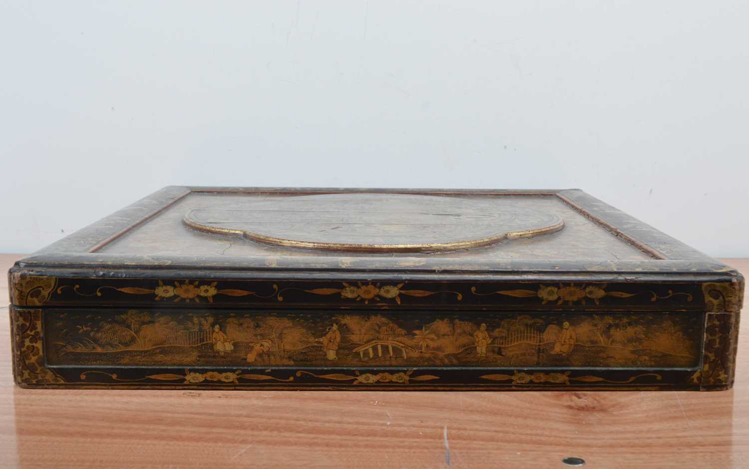 A Japanese Meiji period impressive wood and lacquer storage box, - Image 4 of 8