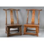 A pair of miniature Chinese elm chairs,