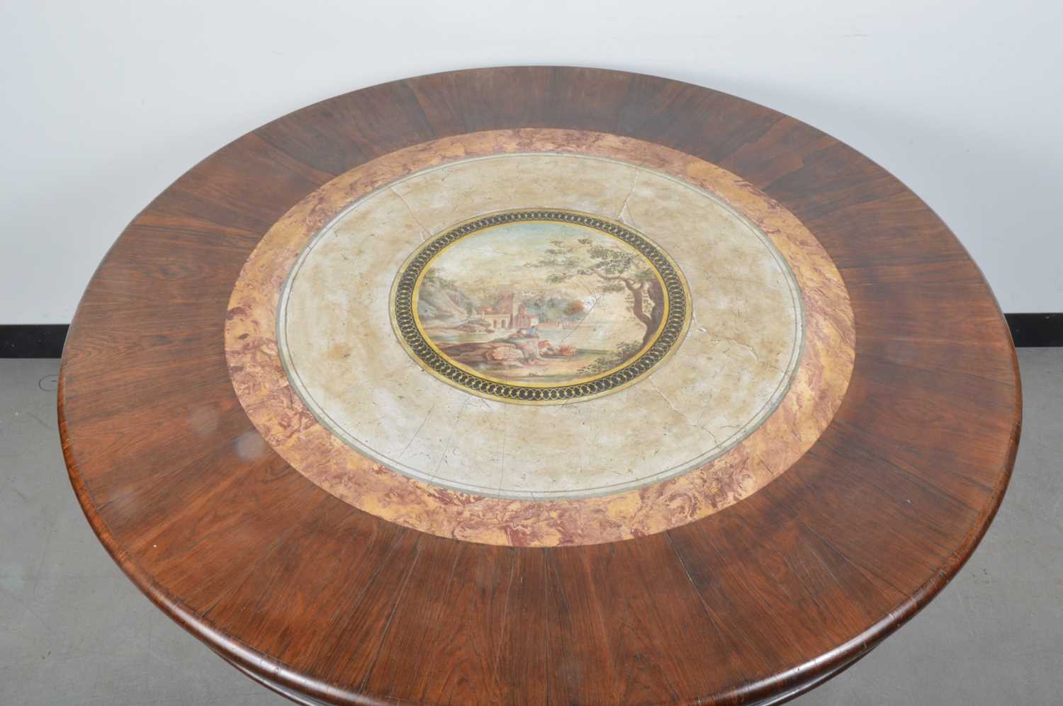 A 19th century rosewood and plaster inlaid circular hall table, - Image 2 of 6