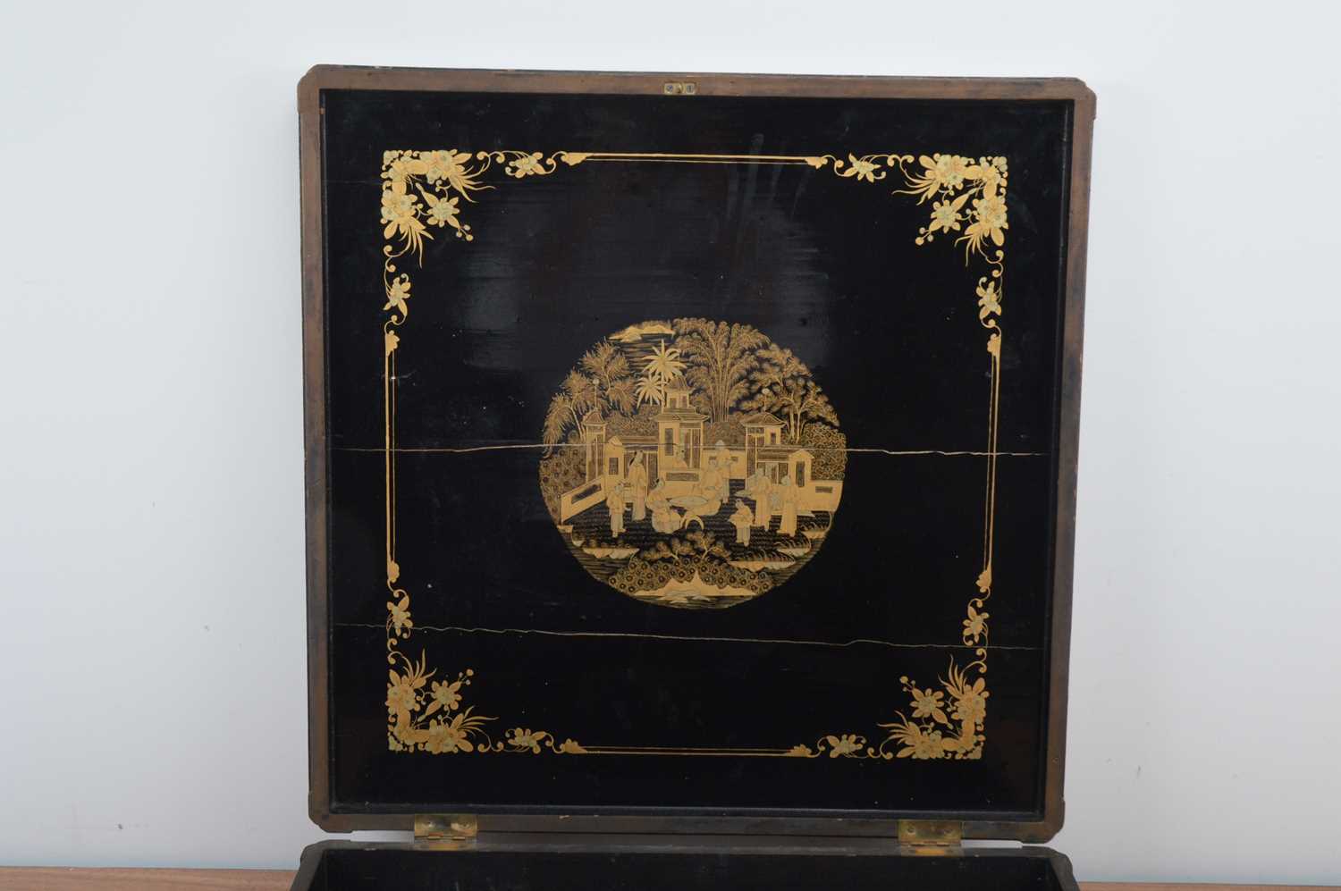 A Japanese Meiji period impressive wood and lacquer storage box, - Image 5 of 8