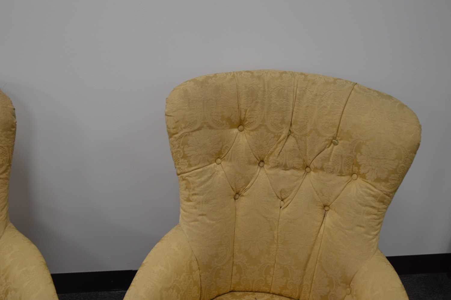 A pair of 20th century button back lounge armchairs, - Image 3 of 4