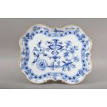 A 20th century Meissen onion pattern shaped tray,