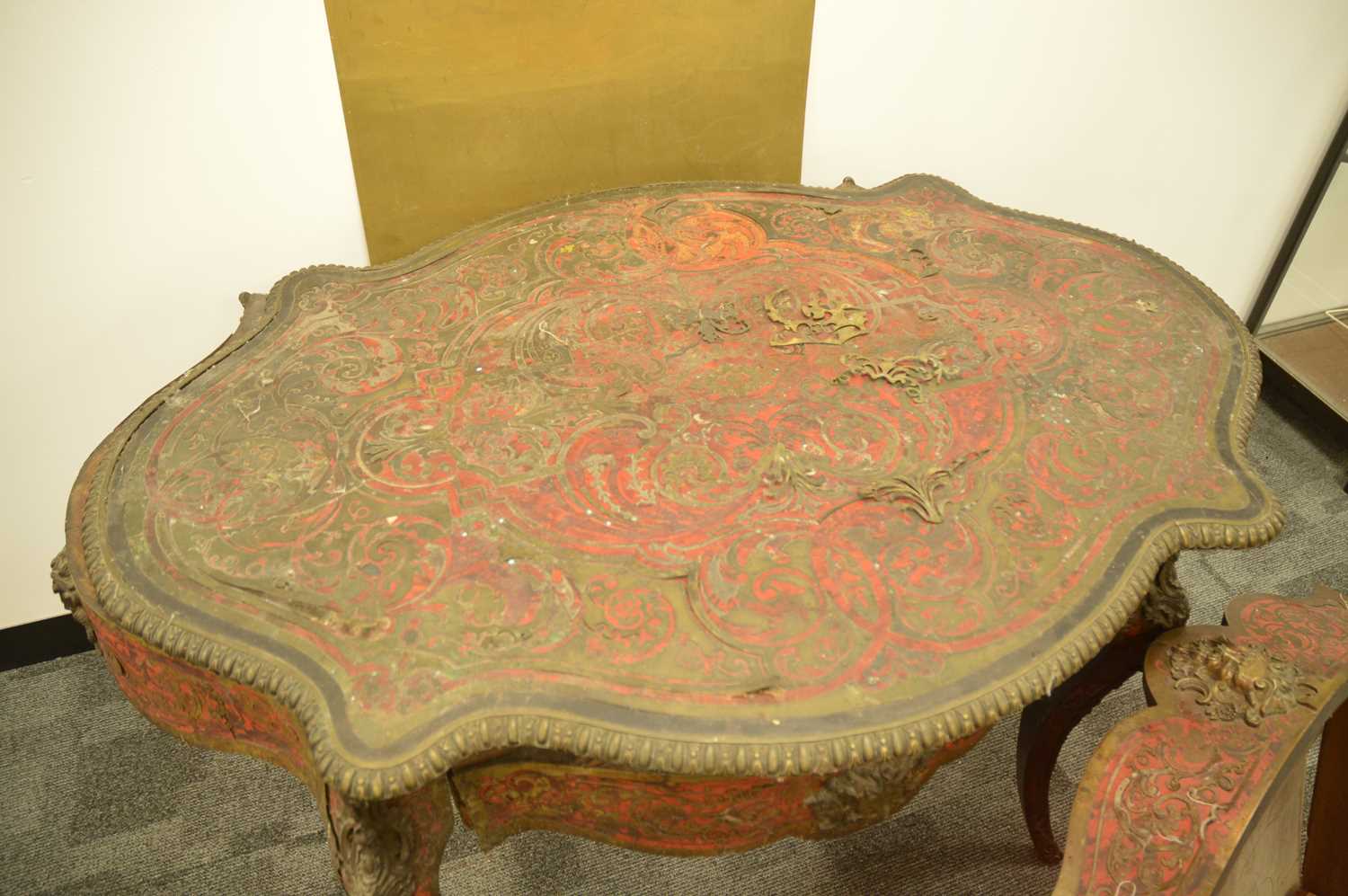A late 19th century French Boulle table, - Image 2 of 3