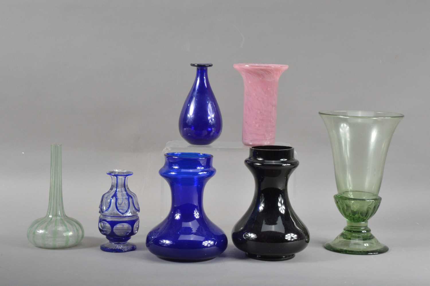 A small collection of 19th century and later coloured glassware,