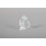 A small Lalique frosted glass rabbit,