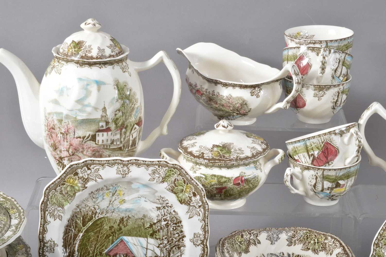 A large collection of Johnsons Bros. Friendly Village pattern dinner, coffee and tea wares, - Image 2 of 4