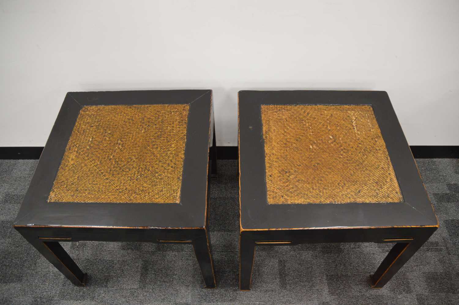 A pair of 20th century rattan topped lacquer Chinese side tables, - Image 2 of 2
