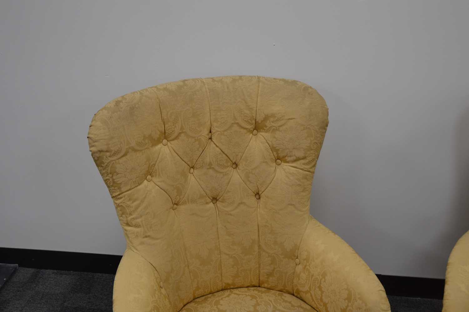 A pair of 20th century button back lounge armchairs, - Image 2 of 4