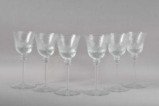 A set of six large Italian wine glasses,
