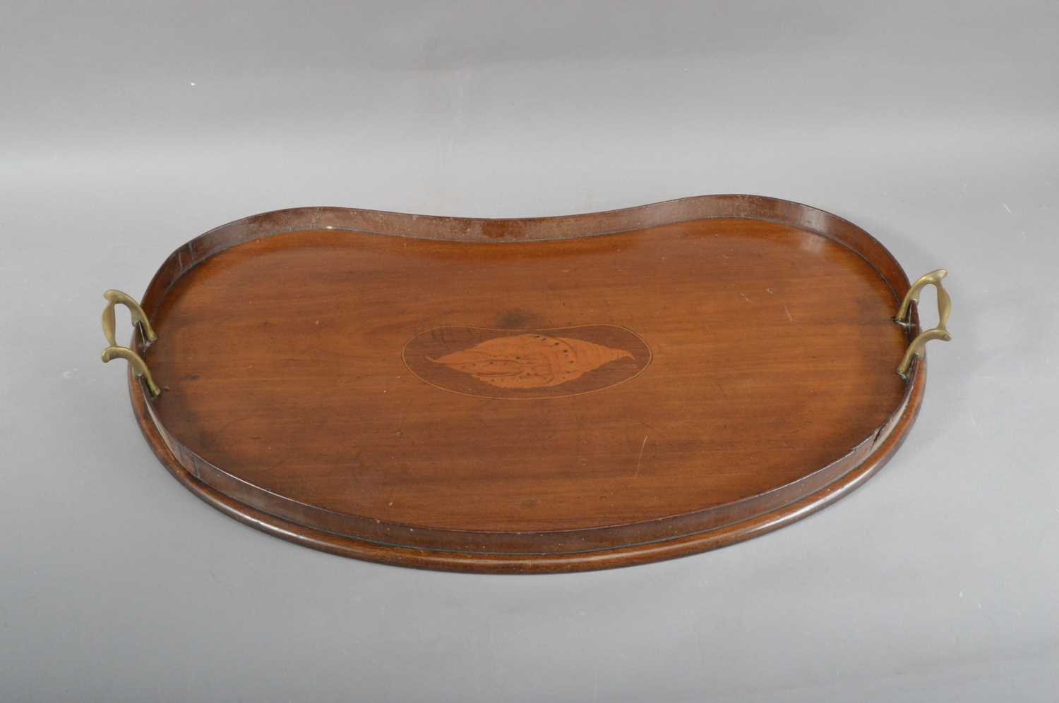 A late 19th/early 20th century mahogany kidney shaped butlers tray, - Image 2 of 2