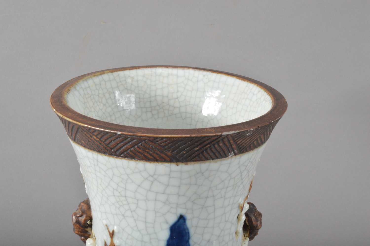 A Chinese porcelain crackled glazed blue and white vase, - Image 2 of 4