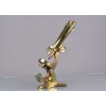 A mid-19th Century lacquered brass John Browning Wenham Compound Binocular Microscope,
