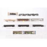 N Gauge American Steam Locomotive with Tender and Coaching Stock,