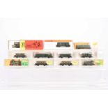 N Gauge Fleischmann German Tank locomotive and Rake of Minitrix German Four Wheeled Coaches,