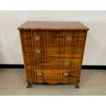 A c1950s walnut Queen Anne style chest of drawers,