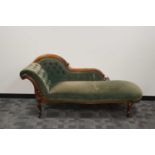 A Victorian walnut framed Chaise lounge,