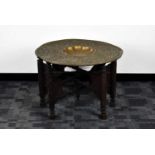 Large Middle Eastern Folding Brass Topped Table,