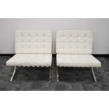 After Ludwig Mies Van De Rohe a pair of Barcelona style chairs,
