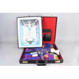 An assortment of Masonic items,