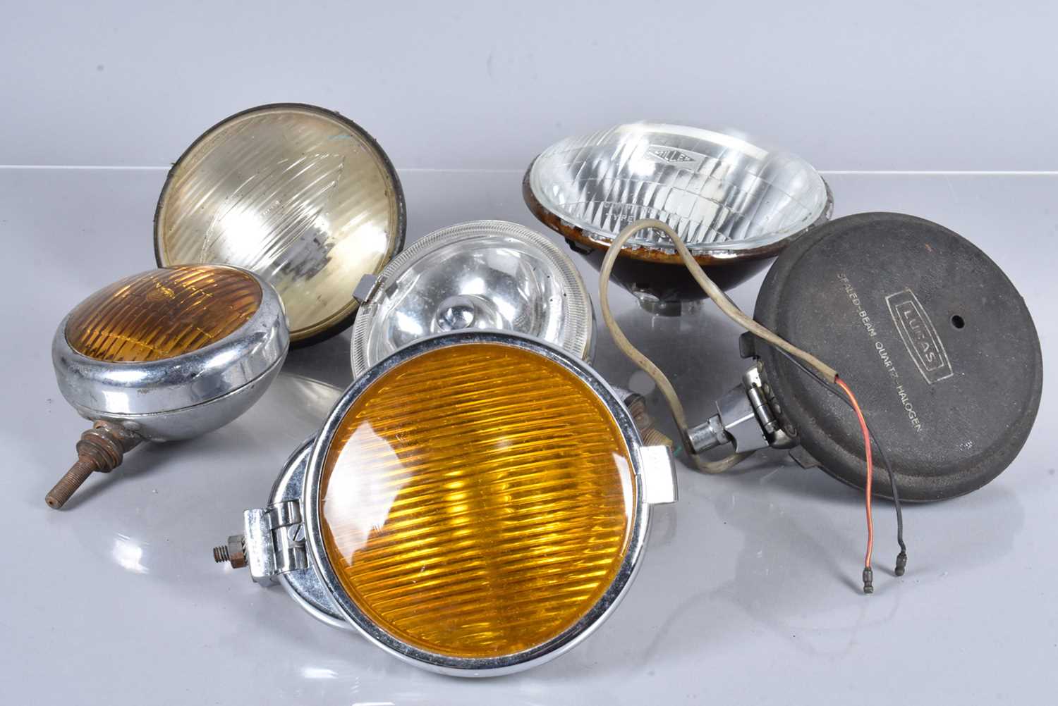 A group of six Automotive lamps,