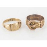 An early 20th Century 9ct gold buckle ring,