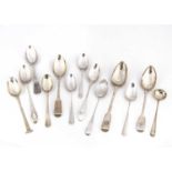 A collection of thirteen silver spoons,