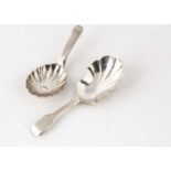 Two early 19th century silver tea caddy spoons,