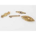 Four late 19th or early 20th Century bar brooches,