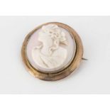 A circular shell carved cameo,