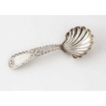 A George III period silver tea caddy spoon,