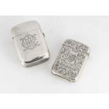 Two Victorian silver and later vesta cases,