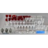 A large collection of glassware,