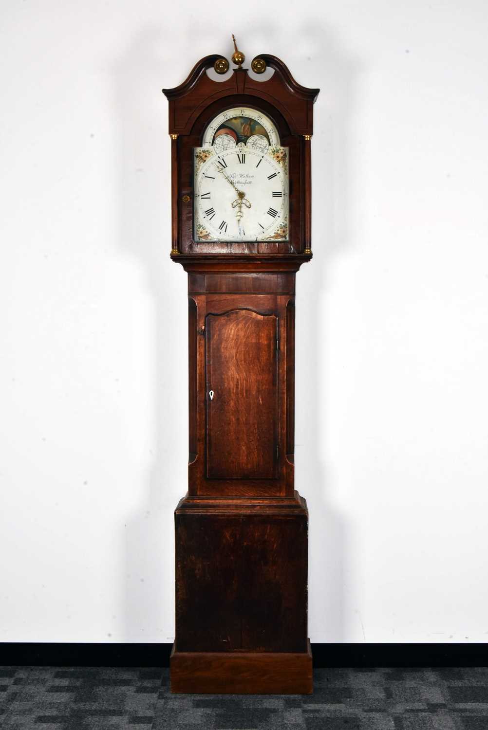 A 19th century and later moonfaced oak cased longcase clock,