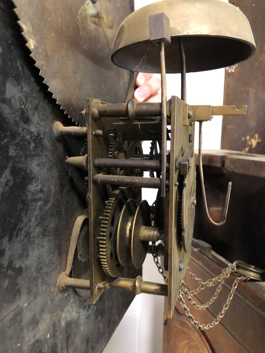 A 19th century and later moonfaced oak cased longcase clock, - Image 4 of 5