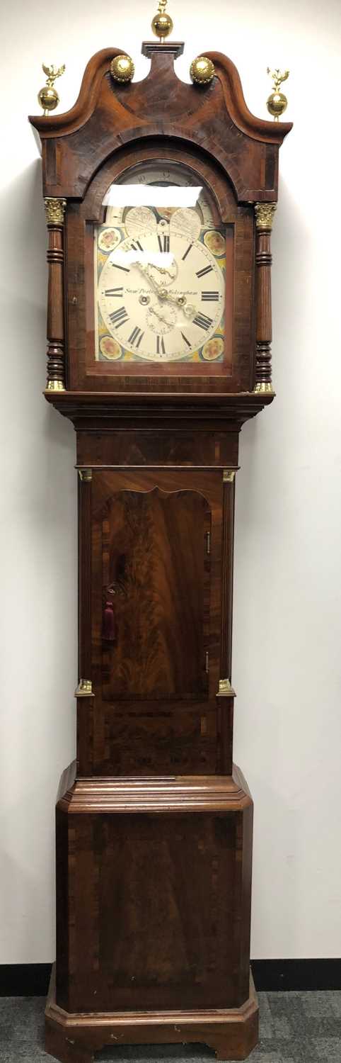 A 19th century and later moonfaced dial longcase clock,